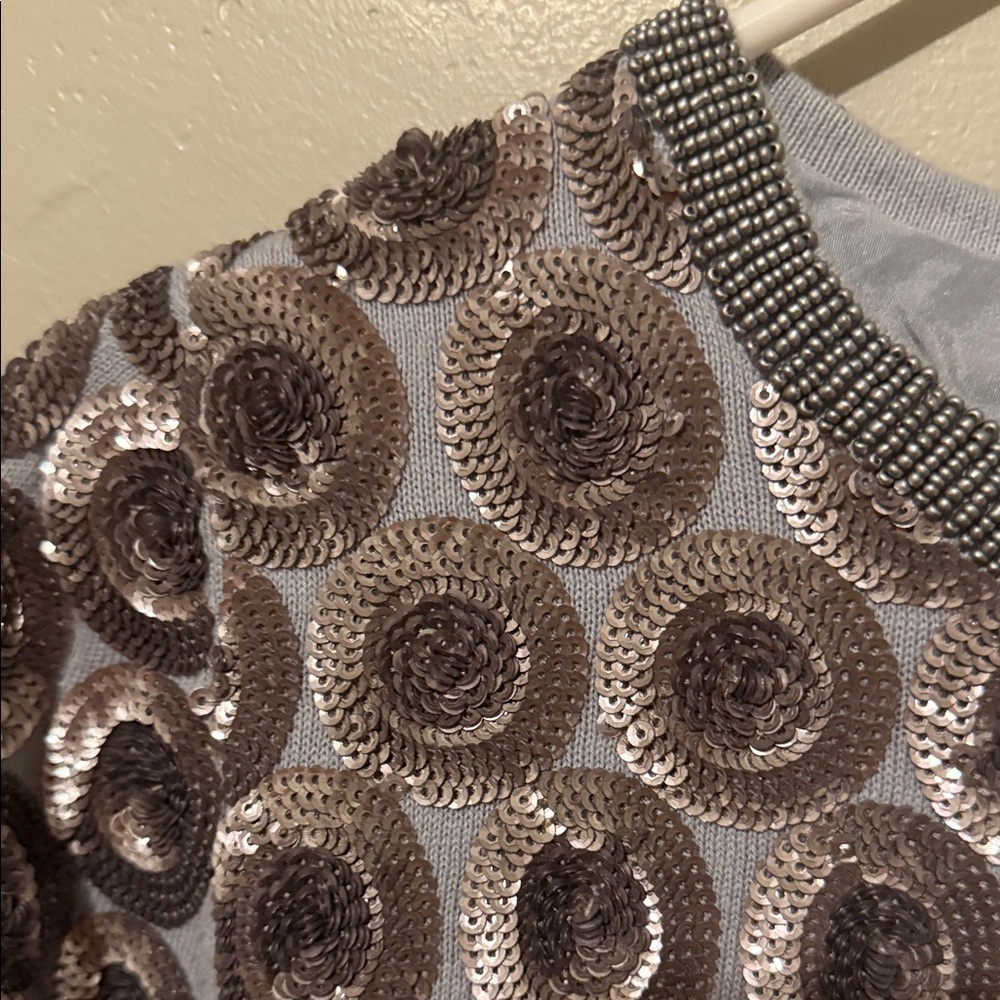 Boden Limited Edition Gray Cardigan Jacket with Sequins and Beaded Trim 2 - Picture 3 of 7
